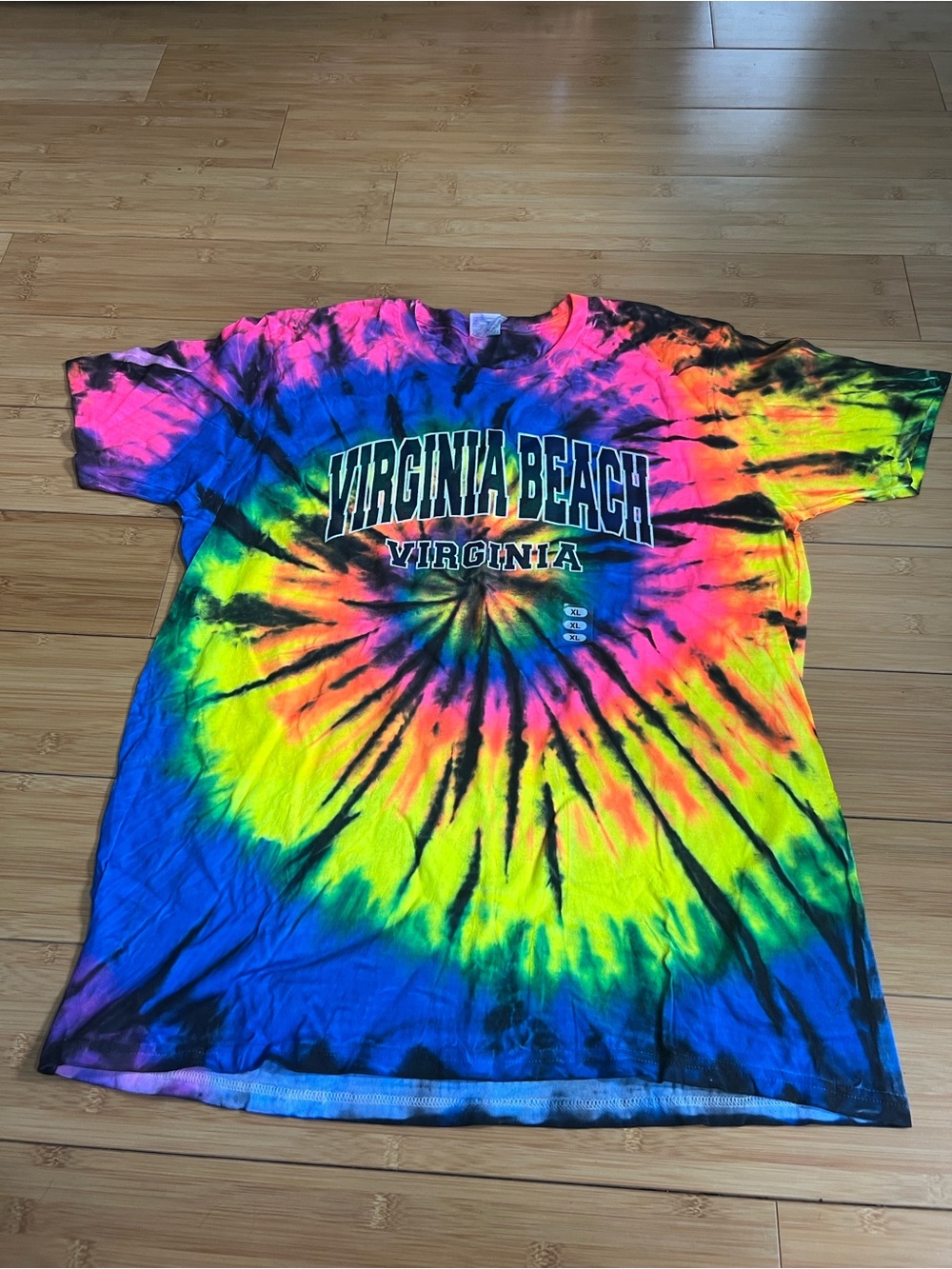 Virginia Beach Virginia Rainbow Tie Dye Shirt XL Yazbek Graphic Festival Neon